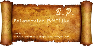 Balassovich Pólika névjegykártya